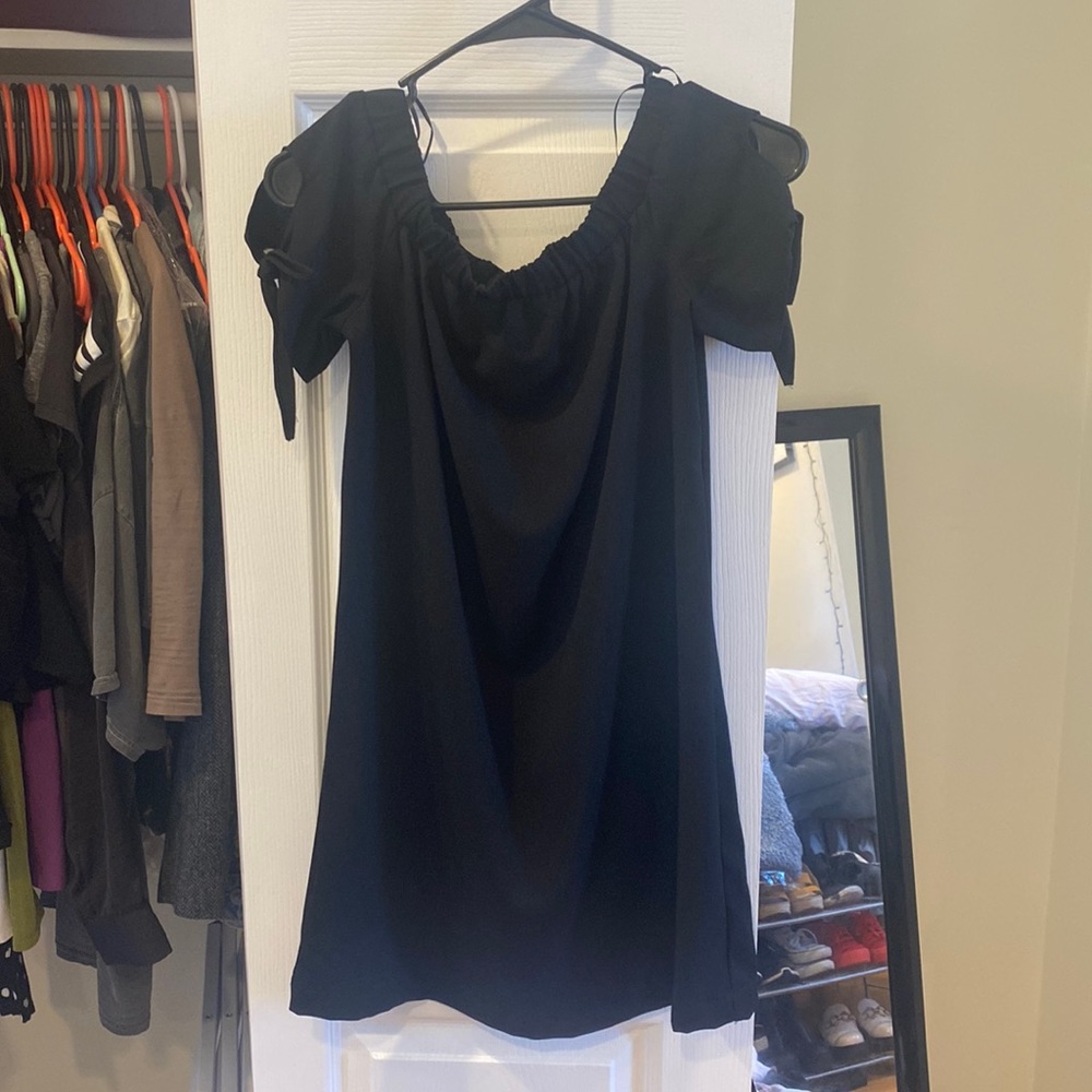 Lulu’s Black off the shoulder mini dress